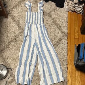 ASOS Blue and White Striped Jumpsuit